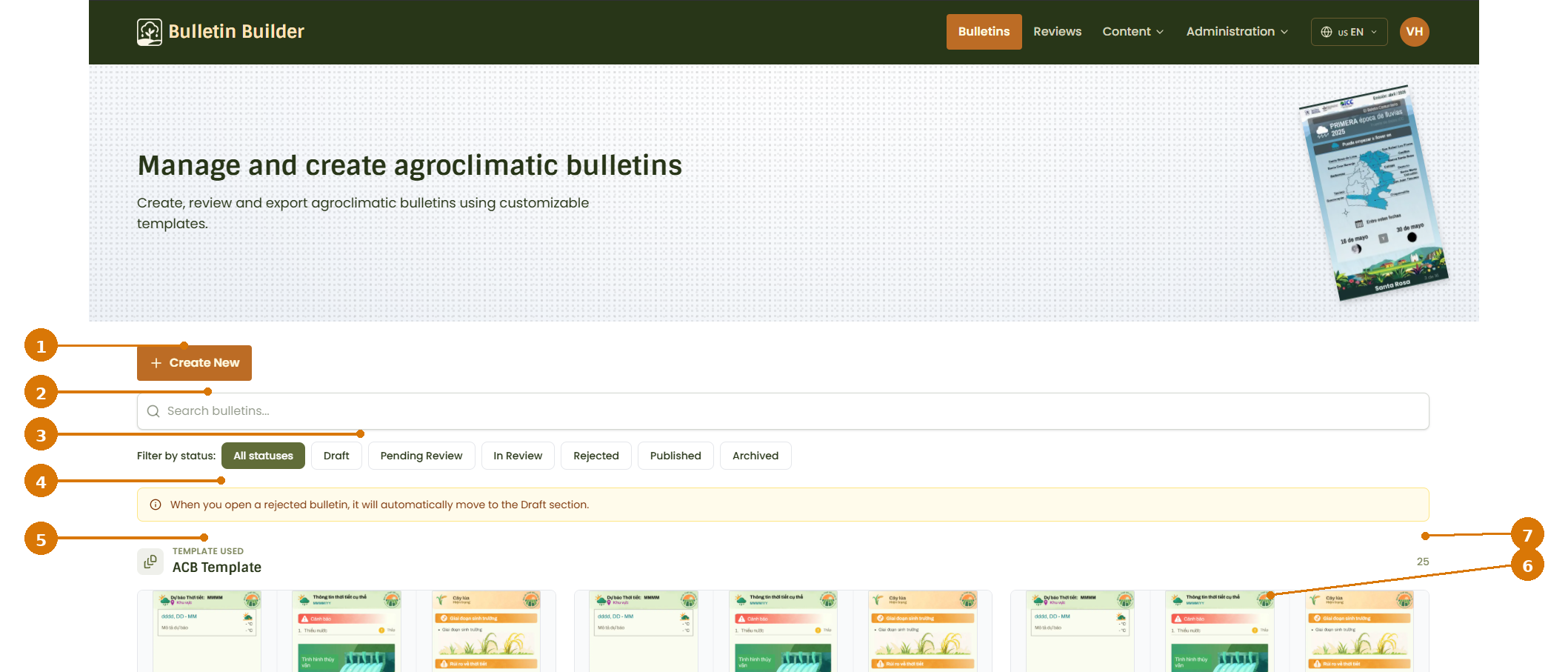 Bulletins list