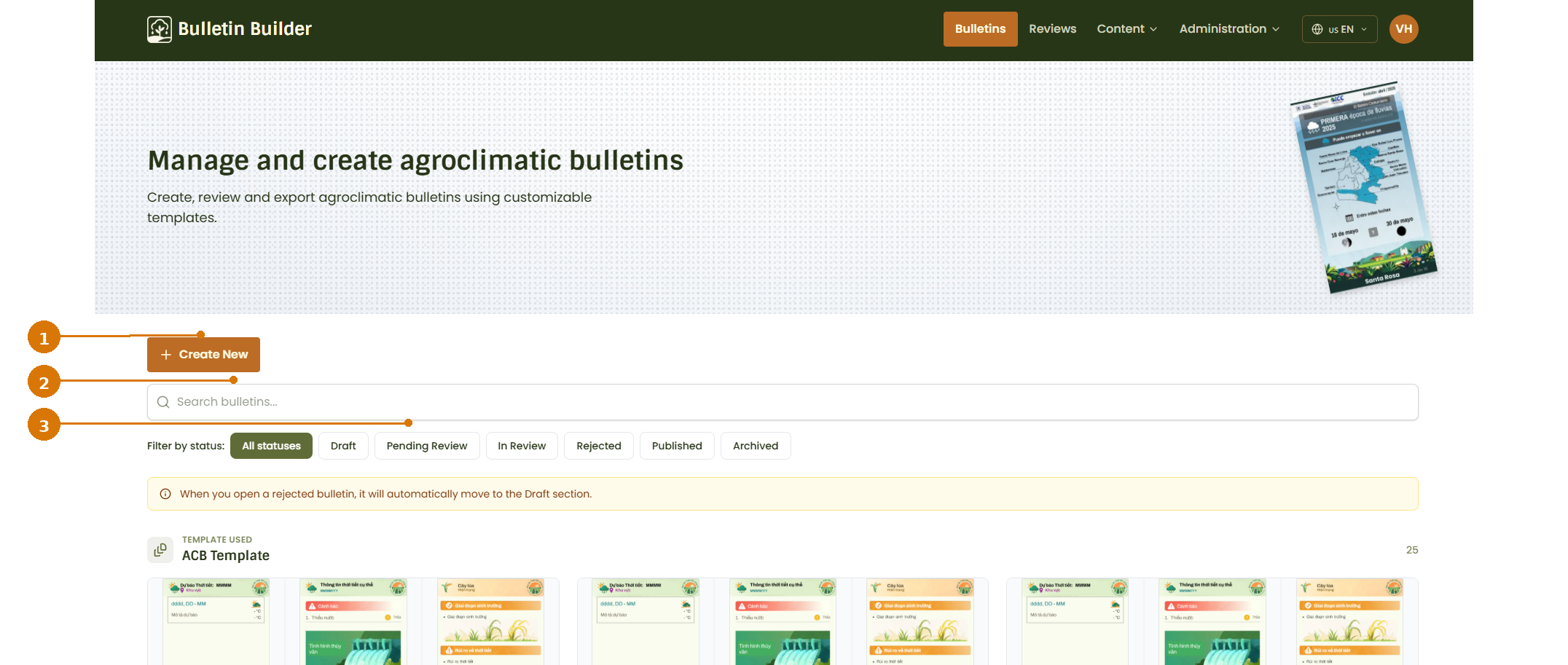Bulletins list
