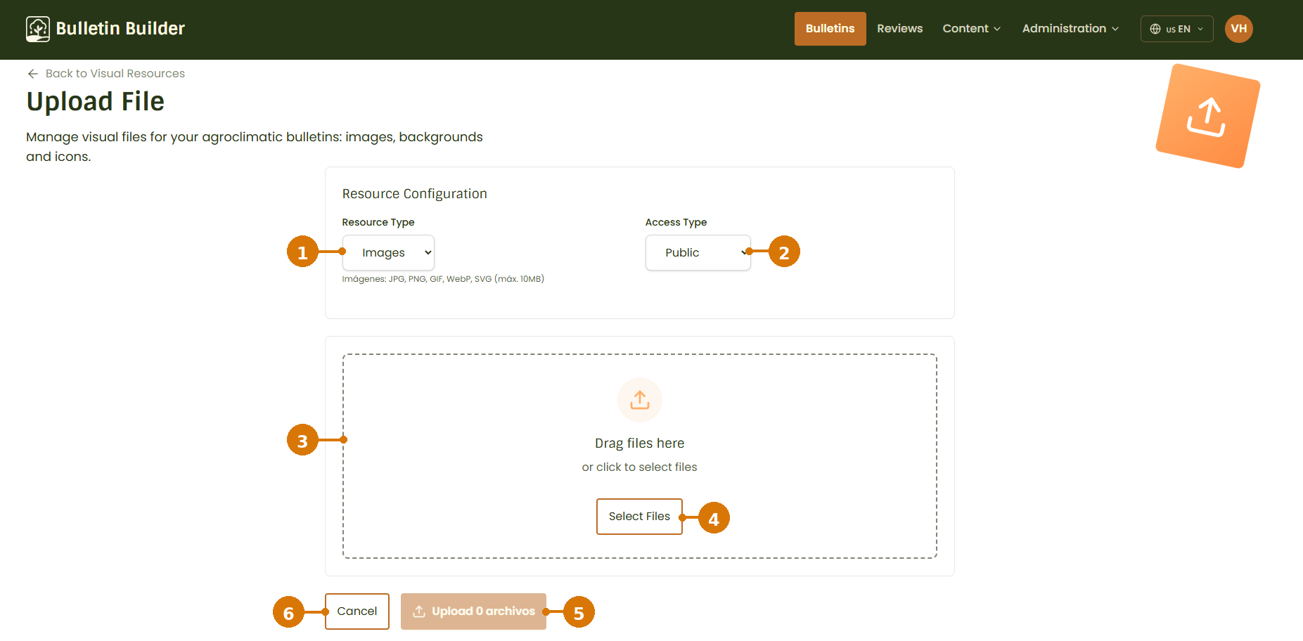 Upload a visual resource